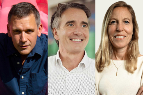 Headshots of Sport England Board members Tom Gribbin, Vaughan Lindsay and Sarah Massey.
