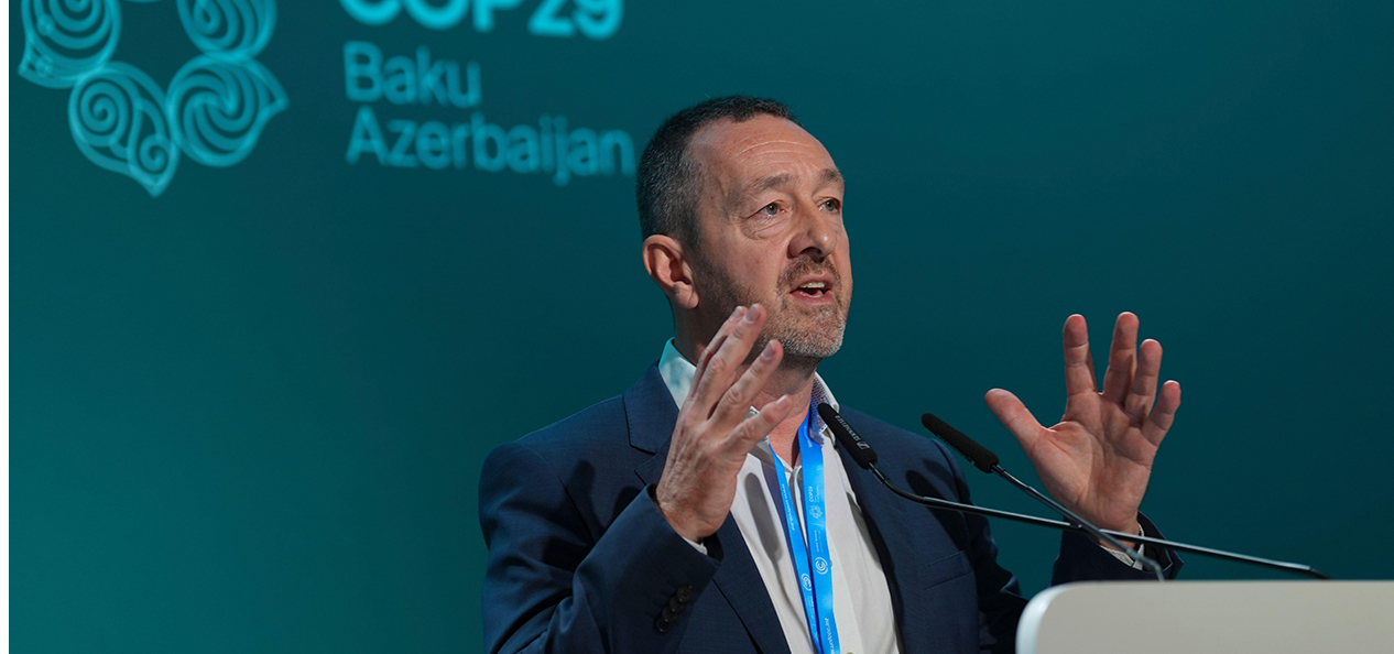 Our reappointed Chair, Chris Boardman, talks during the United Nations Climate Change Conference (COP29), which was held in Baku, Azerbaijan in November 2024.