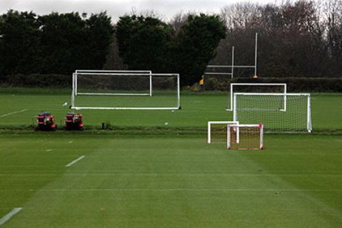 A general view of playing fields, with football pitches in the foreground and rugby pitches in the distance