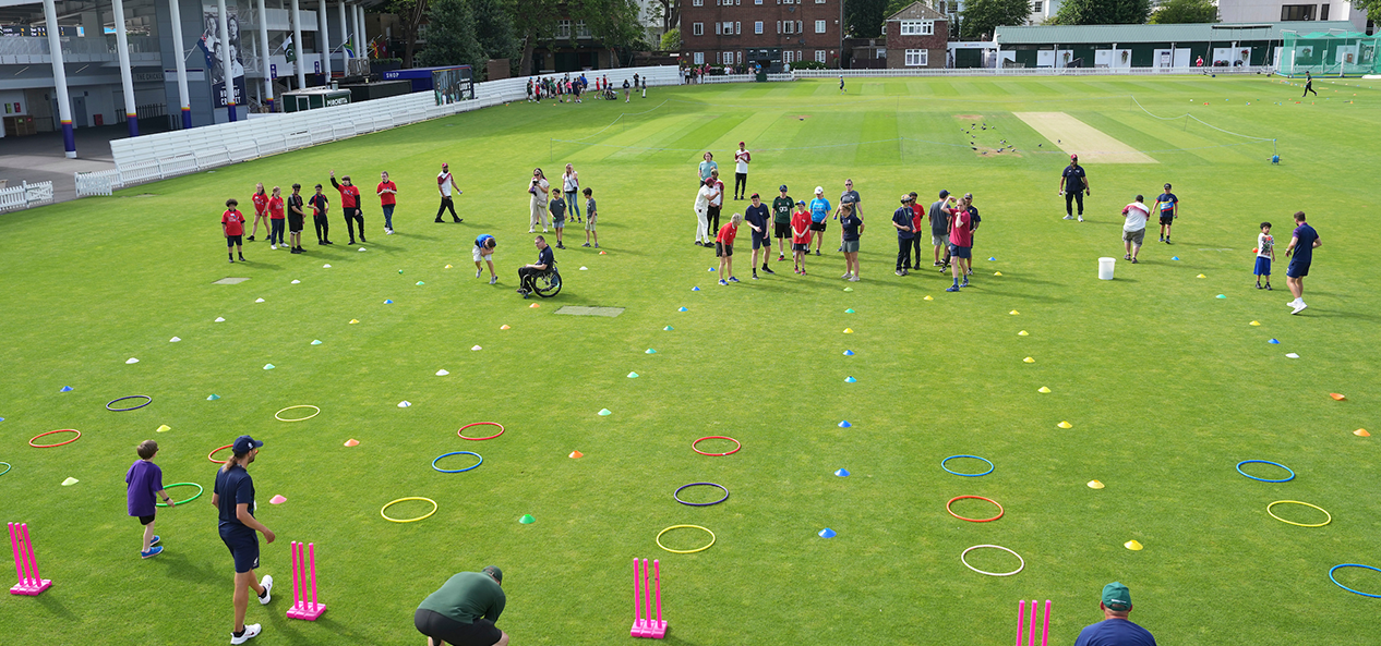 Young people take part in cricket drills during the Disability Cricket Day at Lord's.